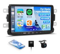 SIXWIN 4+64G Android 15 Radio Coche para Renault Dacia Logan Duster Sandero Lodgy Capture Symbol Lada Xray con CarPlay&Android Auto,8 Pulgadas Pantalla Táctil con Bluetooth/WiFi/GPS/FM/RDS 32EQ
