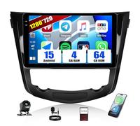 SIXWIN 4+64G Android 15 Radio de Coche para Nissan X-Trail Qashqai J11 T32 Rouge 2014-2018 con Pantalla 10.1'' HD,Wireless CarPlay/Android Auto, WiFi/GPS,Mirror Link, Bluetooth 5.0,FM/RDS Radio