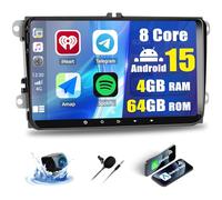 SIXWIN 8-Core 4+64G Android 15 Radio Coche para VW Golf 5 6 Touran Polo Touran, con CarPlay Android Auto DSP,9 Pulgadas Pantalla Táctil,1280 * 720,con GPS WiFi BT USB FM RDS Radio Mirror Link