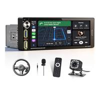 SIXWIN Autoradio 1 DIN con Wireless CarPlay y Android Auto - Pantalla Táctil 6,9 Pulgadas, Bluetooth 5.0, Manos Libres, Carga Rápida USB Tipo-C, FM, Mirror Link, Mando en el Volante + Cámara Incluida