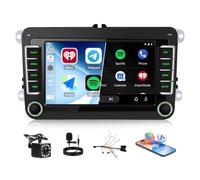 SIXWIN Autoradio para VW Golf 5 Golf 6 Passat Polo y Seat Leon/Toledo, VW Pantalla IPS 7 Pulgadas con CarPlay y Android Auto, Radio Bluetooth FM/Am/RDS, EQ, Mando en el Volante+Cámara Trasera