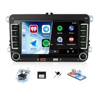 SIXWIN Autoradio para VW Golf 5 Golf 6 y Seat Leon/Toledo, VW Pantalla IPS 7 Pulgadas con CarPlay y Android Auto, Radio Bluetooth FM/Am/RDS, EQ, USB, Mando en el Volante+Cámara Trasera