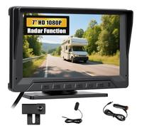 SIXWIN Kit de Cámara de Marcha Atrás con Cable 1080P HD con Radar, Pantalla HD de 7 Pulgadas, Equipado con 1 Cámara IP68 Resistente al Agua, Gran Angular de 150°, Apto para Camiones/Autocaravanas