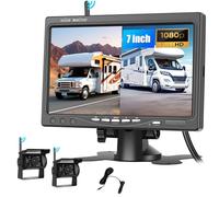 SIXWIN Kit de Camara Trasera Coche Inalambrica HD 1080P, Monitor de 7 Pulgadas con 2 Cámaras de Respaldo Inalámbricas para Remolque, Camper, Camión, Autobús, IP68 Impermeable, Visión Nocturna, BSD