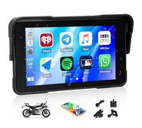 SIXWIN Pantalla Carplay Moto 5 Pulgadas, GPS Moto con Carplay y Android Auto Inalámbrico, IP68 Impermeable, Pantalla Táctil HD 854x480, Bluetooth, Control por Voz, Universal para Motos y Scooter