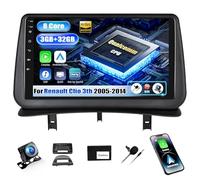 SIXWIN Qualcomm 8 Core 3+32G SIXWIN Android 13 Radio Coche para Renault Clio 3th 2005-2017 con CarPlay&Android Auto&DSP,QLED,9 Pulgadas Pantalla Táctil con WiFi6/GPS/Bluetooth5.1/RDS/FM con Cámara