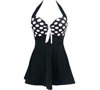 Sixyotie Traje de baño Cuello Una Pieza Monokini con Shorts de Seguridad Mujer Bañador con Falda Tamaño Grande Tankini (Polka, EU 48-50(Tag 5XL))