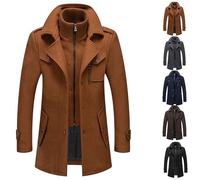 SIYAN Abrigo De Invierno De Lana For Hombre con Cuello Alto De Lana Chaqueta Acolchada Corta Abrigo De Transición De Ocio De Negocios Slim Fit, M-4XL(Brown,M)