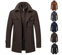 SIYAN Abrigo De Invierno For Hombre Corto De Lana De Lana con Cuello Alto Medio Largo Chaqueta Chaquetón De Negocios Informal Ajustado For Hombre Abrigo De Transición, M-4XL(Coffee,XXL)