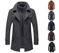 SIYAN Abrigo De Invierno For Hombre Corto De Lana De Lana con Cuello Alto Medio Largo Chaqueta Chaquetón De Negocios Informal Ajustado For Hombre Abrigo De Transición, M-4XL(Gray,M)