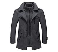 SIYAN Abrigo De Invierno For Hombre Liquidación De Oferta,Gabardina For Hombres Abrigo De Lana Gruesa De Longitud Media Ajuste Regular Chaquetón Militar De Doble Capa Abrigos(Gray,XXL)