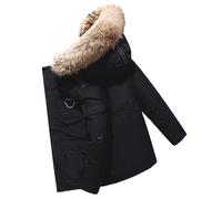 SIYAN Chaqueta De Invierno Cálida con Capucha For Hombre, Acolchada, De Invierno, Chaueta Acolchada con Capucha, Abrigo De Transición, Camisa, Senderismo, Chaqueta De Entrenamiento(Noir,XXL)