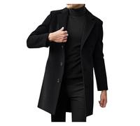 SIYAN Gabardina For Hombre Mezcla De Lana Abrigo De Guisante Largo De Invierno De Un Solo Pecho Abrigo De Negocios Clásico Y Elegante Abrigo Cortavientos, M-5XL(Noir,3XL)