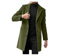 SIYAN Gabardina For Hombre Mezcla De Lana Abrigo De Guisante Largo De Invierno De Un Solo Pecho Abrigo De Negocios Clásico Y Elegante Abrigo Cortavientos, M-5XL(Green,XXL)