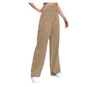 SIYAN Jeans Mujer, Jeans De Pierna Recta For Mujer, Cintura Alta, Holgados, Pierna Ancha, Jean Elástico, Adelgazante, Corte Recto, Pantalones Vaqueros Boyfriend Ligeros(Khaki,M)