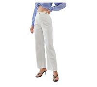 SIYAN Jeans Mujer, Jeans De Pierna Recta For Mujer, Cintura Alta, Holgados, Pierna Ancha, Jean Elástico, Adelgazante, Corte Recto, Pantalones Vaqueros Boyfriend Ligeros(Blanc,L)