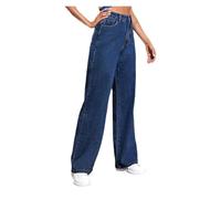 SIYAN Jeans Mujer, Jeans De Pierna Recta For Mujer, Cintura Alta, Holgados, Pierna Ancha, Jean Elástico, Adelgazante, Corte Recto, Pantalones Vaqueros Boyfriend Ligeros(Blue,S)