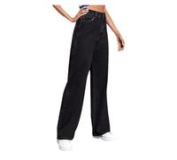 SIYAN Jeans Mujer, Jeans De Pierna Recta For Mujer, Cintura Alta, Holgados, Pierna Ancha, Jean Elástico, Adelgazante, Corte Recto, Pantalones Vaqueros Boyfriend Ligeros(Noir,M)