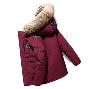 SIYAN Puffer De Forro Polar For Hombre, Abrigo De Invierno con Capucha, Ropa De Abrigo For Clima Frío con Aislamiento Pesado(Rouge,L)