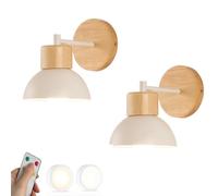 SIYANE 2 Juegos de Lámpara Inalámbrica, Aplique de Pared USB Recargable Con Control Remoto, Iluminación Industrial de Madera Para Granja