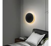 SIYANE Aplique de pared LED moderno redondo Aplique de pared de pasillo de oro nórdico blanco Lámpara montada en la pared de cabecera negra Luz de techo circular de metal para sala de estar Dormitorio