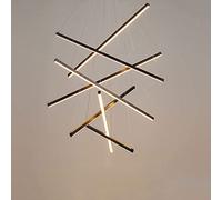 SIYANE Lámpara de araña de escalera Sputnik remota clásica nórdica de 98,4 pulgadas para control de techos altos Lámpara colgante larga LED regulable Lámpara negra moderna para vestíbulo para sala de