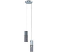 SIYANE Mini barra de luz colgante moderna, cristal gris humo, lámpara de techo colgante lineal larga negra, cilindro cromado de 2 luces, lámpara de granja de mediados de siglo para comedor, dormitorio