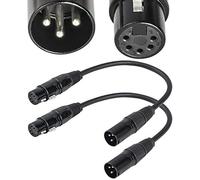 SiYear Cable adaptador XLR macho de 3 pines a XLR hembra de 5 pines DMX 512, XLR3M a XLR5F (12 pulgadas, 2 unidades)