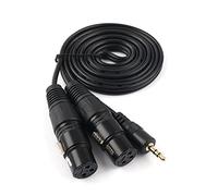 SiYear - Cable de interconexión asimétrico de 3,5 mm (conector mini jack estéreo TRS a doble XLR macho de 3 pines, cable divisor en Y (1,5 m)