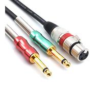 SiYear Cable divisor XLR hembra a 6,35 mm mono macho de 6,35 mm, cable adaptador convertidor de audio de micrófono de 3 pines dual de 6,35 mm macho a XLR hembra de 3 pines (1 m)