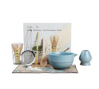 Siyecioa Te Matcha Kit 8 Piezas, Con Cuenco Matcha, Batidora de Mano De Matcha, Soporte, Chasen Bambu Matcha, Portacucharas, Matcha Ceremonial, Tamiz para Matcha para Amantes el Matcha