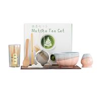 Siyecioa Te Matcha Kit 8 Piezas, Con Cuenco Matcha, Batidora de Mano De Matcha, Soporte, Chasen Bambu Matcha, Portacucharas, Matcha Ceremonial, Tamiz Para Matcha Para Amantes el Matcha (rosa)