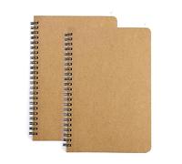 SIYI-XIU 2Pcs Bloc de Notas Espiral A5 Cuaderno Libretas Tapa Blanda Cubierta de Kraft Cuaderno de Estudiante Planificador Perfecto para Viajar 120 Páginas,60 Hojas(Marrón)