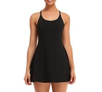 Siyiees Vestido de Tenis de Golf 2 en 1 para Mujer, Sexy, con Espalda entrecruzada, para Entrenamiento Diario, con Sujetador Integrado y Pantalones Cortos Interiores, 3 Bolsillos, Negro, M