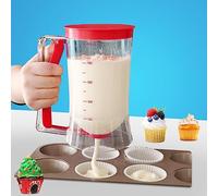 SIYINGSAERY Dispensador de Masa 900ml Dosificador de Masa Jarra Dispensador de Masa con Tapa y Escala Jarra Dispensadora Repostería para Magdalenas Dispensador de Mezcla para Cupcakes Tortitas (Rojo)