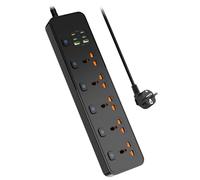 SIYOMG Regleta universal múltiple con interruptor único, 5 enchufes universales, máx. 3250 W, cable de alimentación de 1,8 m, 4 x 20 W USB-C y 2 x USB-A, regleta con USB C (powerstrip-1)