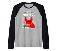 Size Matter Fat Santa Claus Chimney Funny Christmas Xmas Camiseta Manga Raglan