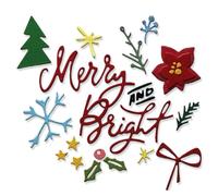 Sizzix Carpeta de grabado en relieve 2D con troqueles Thinlits, Vault Side-Order, Merry + Bright de Tim Holtz, 17 troqueles de corte y 1 carpeta de grabado en relieve