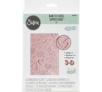 Sizzix Carpeta de Repujado Textured Impressions 663628 3D Corazones by Courtney Chilson, Multicolor, talla única