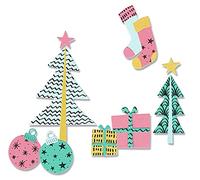 Sizzix Framelits 665332-Juego de Troqueles (12 Unidades, con Sellos, Groovy Christmas by Olivia Rose), Multicolor, Talla única