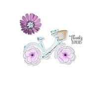 Sizzix Framelits Die Set 4PK con sellos Thankful Bicycle de Jen Long, 665322