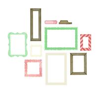 Sizzix Juego de sellos transparentes con troqueles Framelits, Build-A-Frame by 49 & Market, 15 sellos de goma y 14 troqueles de corte