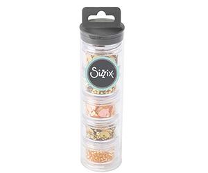 Sizzix Sequins & Beads, Gold, 5 Pack Lentejuelas y cuentas 663864, Oro, 5 Pzas, Talla única, 5