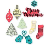 Sizzix Set de Troqueles Framelits 663670 9 pzas con Sellos Clásicos de Navidad by Lynda Kanase, Multicolor, talla única