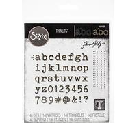 Sizzix Set de Troqueles Thinlits 146 pzas 664407 Mini Alfanumérico Minúsculo by Tim Holtz, Multicolor, Talla única