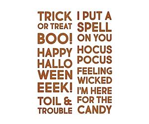 Sizzix, texto en negrita, Juego de troqueles Thinlits, paquete de 9, Halloween por Tim Holtz | 665995 | Capítulo 3 2022, Plástico Papel, One Size