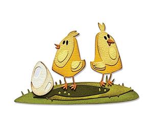 Sizzix Thinlits Die Set 12 Piezas Papercut Chicks Colorize de Tim Holtz, 665854, Papel, Multicolor, Talla única