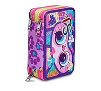 SJ GANG Estuche - Bolsa para bolígrafos, Caja para artículos de papelería, Bolsa para bolígrafos, rotuladores y más, Perfecto para material escolar, para niños - Niñas y niños, 3 compartimentos, XXL
