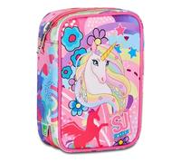 SJ Gang Estuche Escolar Speed Pad, Rosa, Unibraid, portalápices Mono Compartimento con Plance Desmontables y Bolígrafos, Lápices, Colores, Accesorios Mochila, Elementales, Medios, Niña, Rosa, Talla