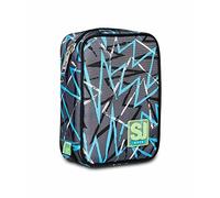 SJ GANG Estuche - Estuche para bolígrafos, Caja para artículos de papelería, Estuche para bolígrafos, rotuladores y más, para niñas y niños, 3 compartimentos, XXL THUNDERCHECK